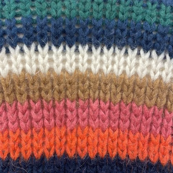 Zara Striped Slouchy Chunky Knit Balloon Sleeve Crop Sweater Retro Boho Small - Picture 11 of 12